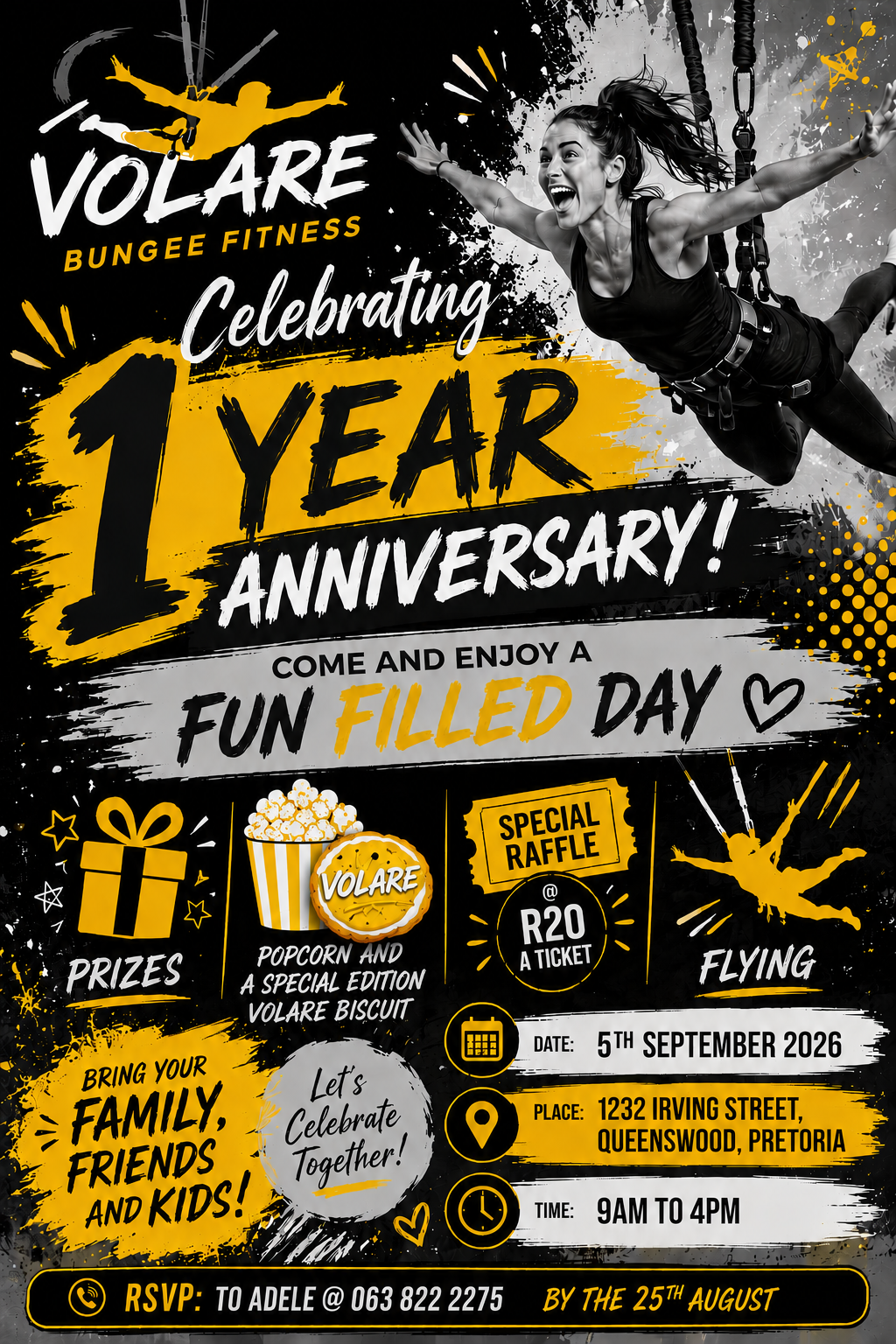 Volare 1 year invite flyer
